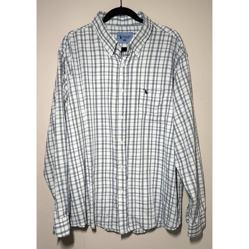 Local Boy Outfitters Button Down Shirt Men's 2XL Bamboo Blend Plaid Long Sleeve
